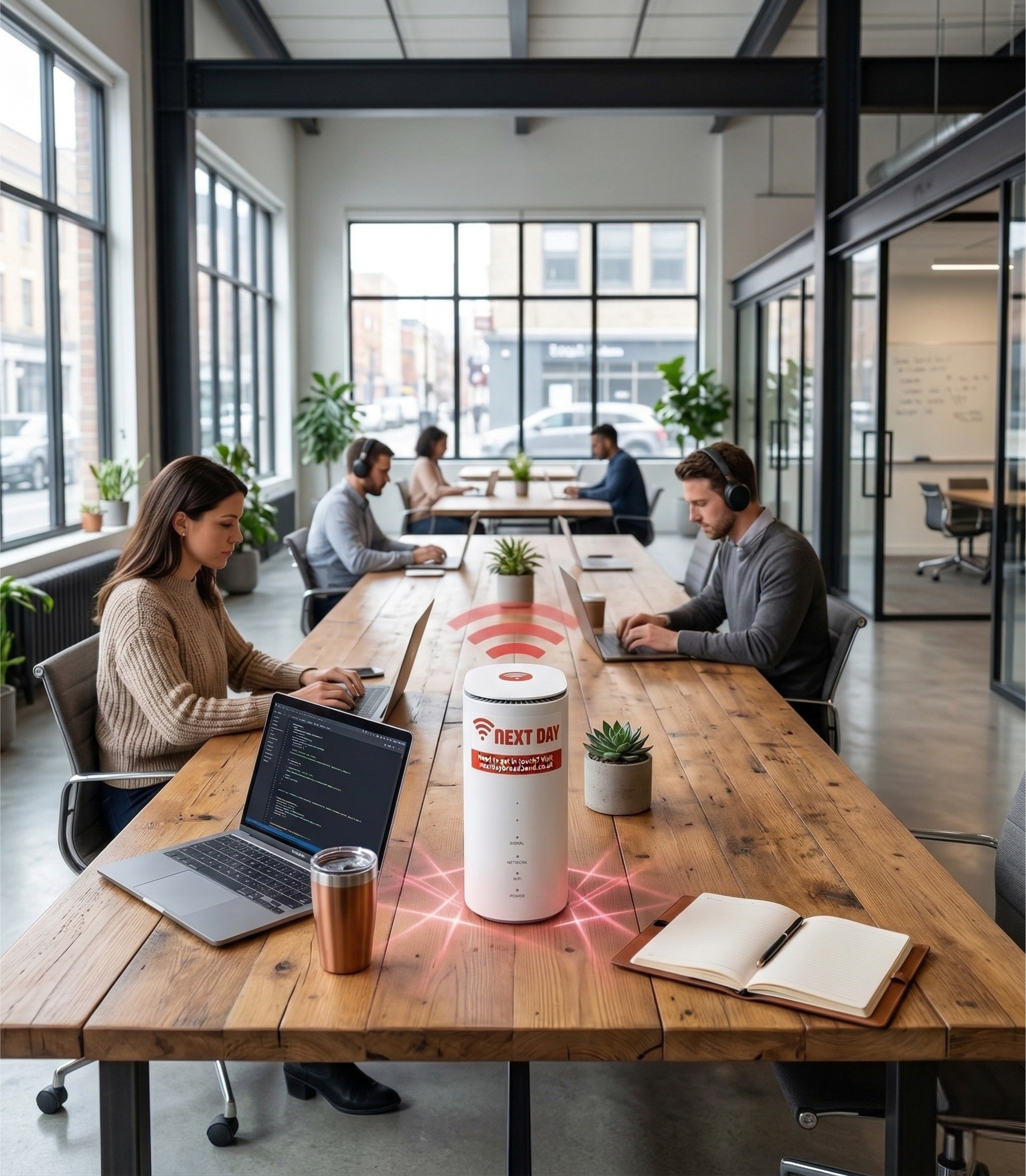 Co-working space with Next Day broadband router